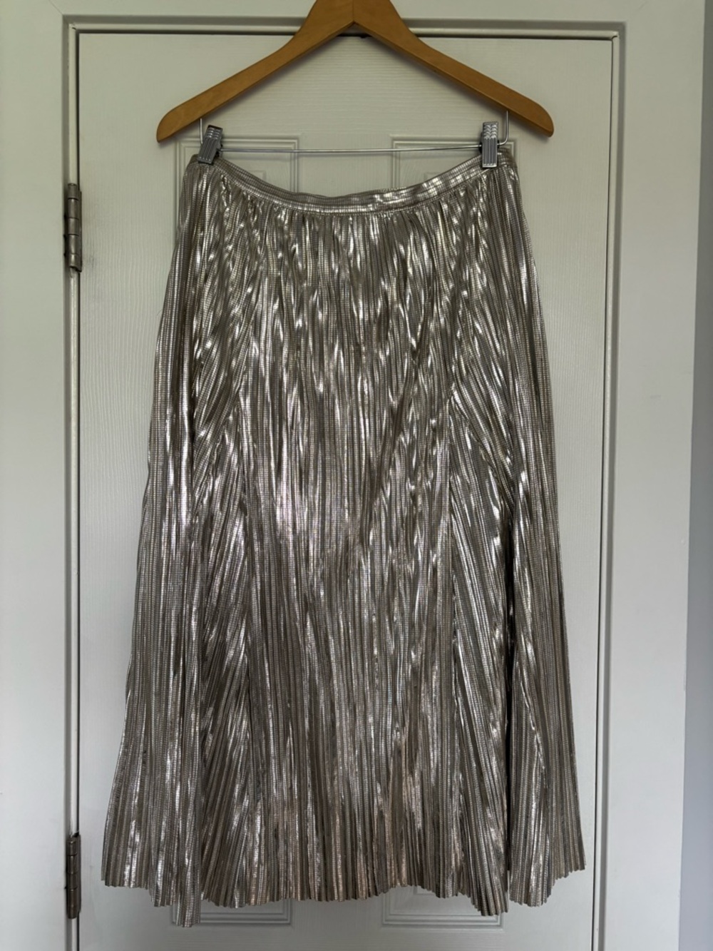 Maeve by Anthropologie Metallic Pleated Midi Skirt Art Deco 8 - Picture 5 of 7